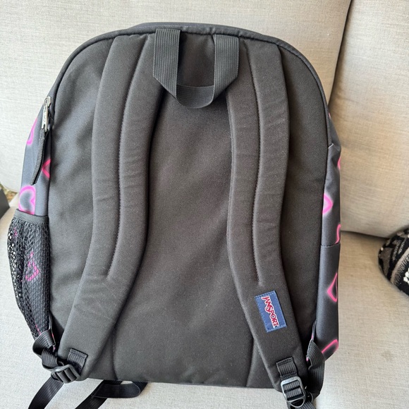 NEW JanSport Big Student 17.5" Backpack - Laptop Sleeve Large Black Pink Hearts - Picture 4 of 12